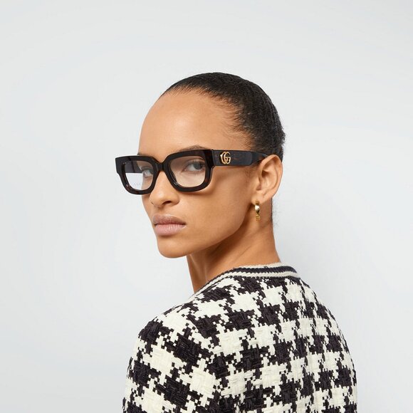 NEW GG1548O 005 GUCCI EYEGLASSES DARK HAVANA WOMEN EYEWEAR GUCCI - Picture 1 of 11